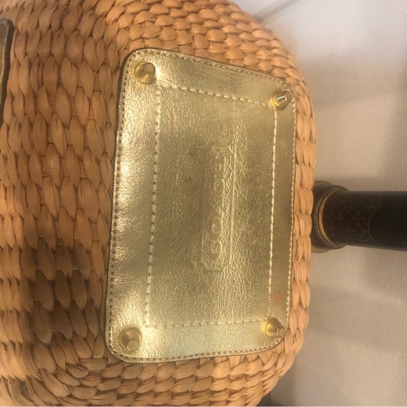 COACH LEATHER/STRAW SATCHEL BEACH TOTE NWOT VINTAGE! - Picture 15 of 15